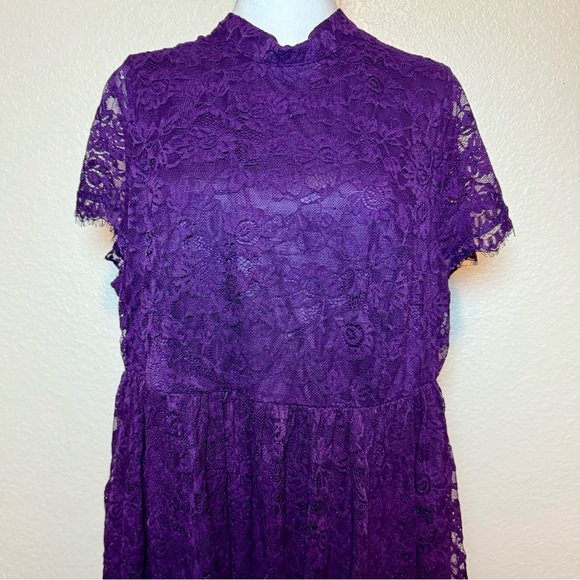 Torrid Deep Purple High Neck Lace Skater Party Dress Size 18 - Picture 3 of 16